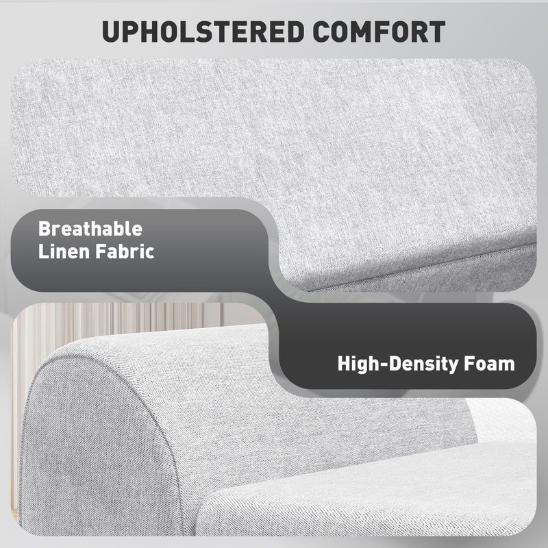 Light Grey Upholstered Storage Ottoman Bench with Armrest and Wooden Legs by HOMCOM