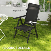 Set of 2 Folding Aluminium Camping Chairs with Breathable Mesh Back and Armrests by Outsunny