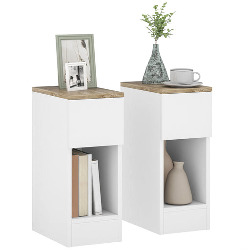 Set of Two White Modern Bedside Tables With Storage by HOMCOM