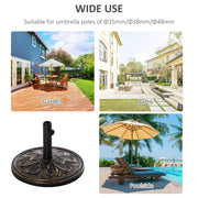 Bronze Round 13kg Garden Parasol Base Weight Stand Ideal for Outdoor Umbrella Stability