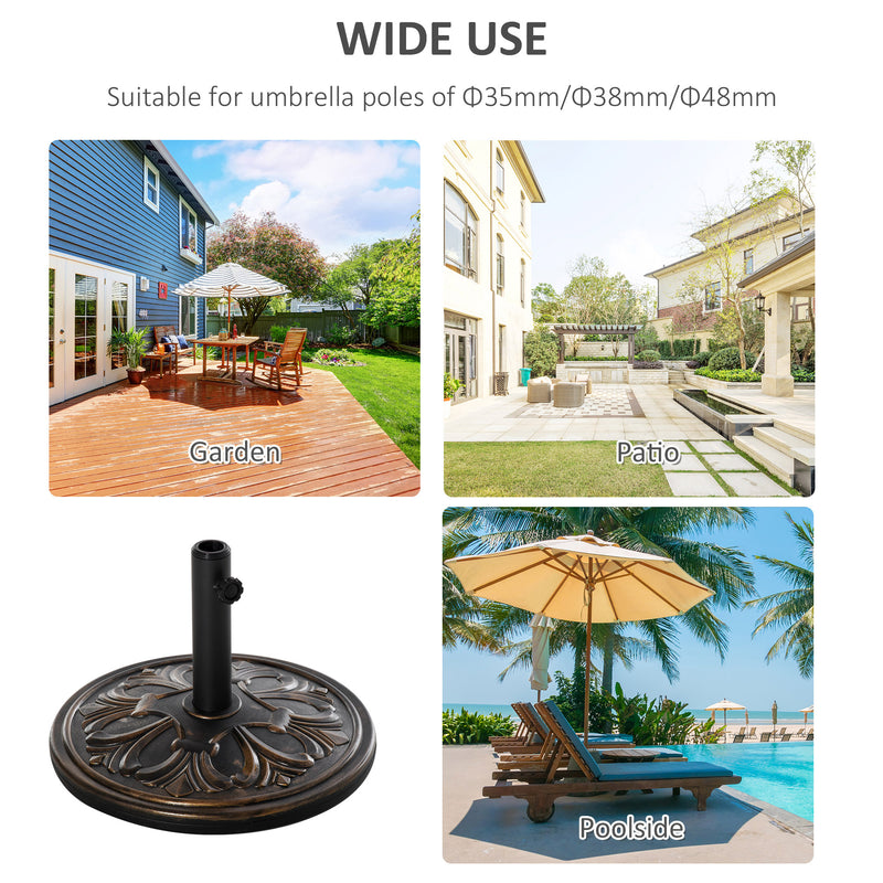 Bronze Round 13kg Garden Parasol Base Weight Stand Ideal for Outdoor Umbrella Stability