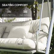 Outdoor Chair Cushion Set with Back Seat Pads and Ties Ideal for Patio Seating White AOSOM