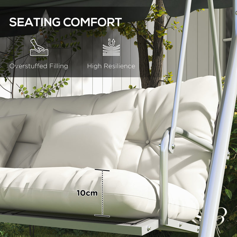 Outdoor Chair Cushion Set with Back Seat Pads and Ties Ideal for Patio Seating White AOSOM