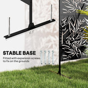 Black Metal Garden Privacy Screen Freestanding 6.5FT Bamboo Design by Outsunny