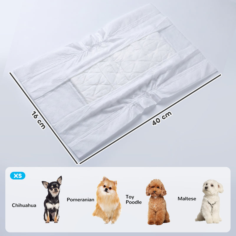 Disposable Dog Nappies for Small Male Dogs XS 48 Pack Leak Protection White Pawhut