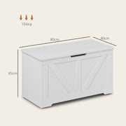 White Wooden 100L Storage Box with Safety Hinges for Home Organisation by HOMCOM