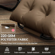 Set of 2 Khaki Sun Lounger Cushions 190x56x10cm UPF20+ Thick Sunbed Pads with Ties by Outsunny