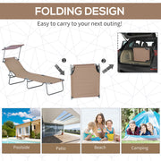 Brown Sun Lounger with Adjustable Face Canopy for Garden and Patio by Outsunny