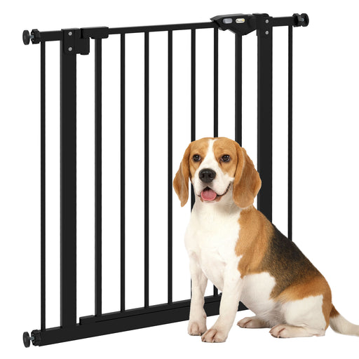 Adjustable Metal Dog Safety Gate 74 to 80cm Wide Ideal for Doorways and Stairs Black