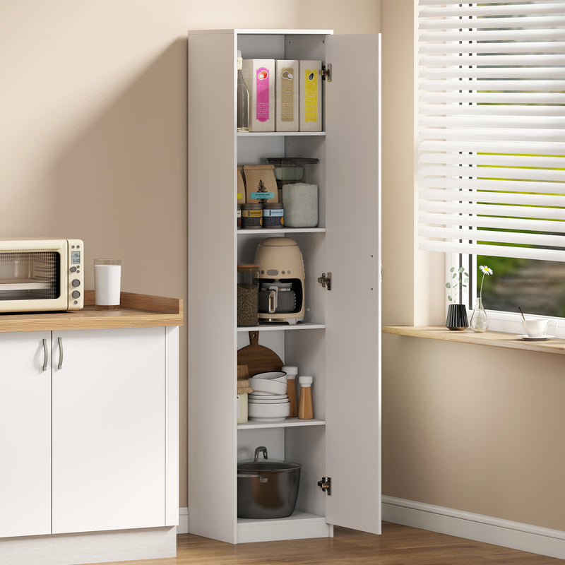 Slim Kitchen Cupboard with Adjustable Shelves for Narrow Spaces White