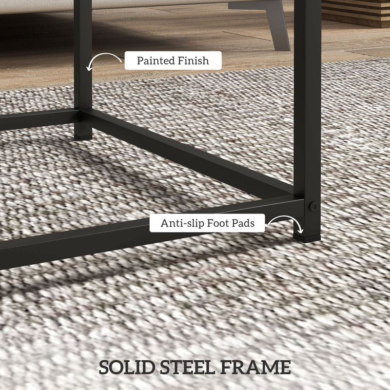 Nesting Tables Set of 2 for Small Living Rooms Space Saving Steel Frame Grey