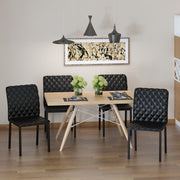 Set of 4 Upholstered Faux Leather Dining Chairs with Metal Legs for Kitchen or Lounge Black