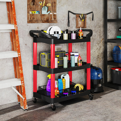 3 Tier Rolling Tool Cart With Wheels And Handles For Garage Or Workshop Use