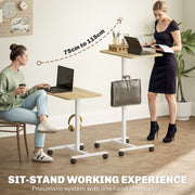 White Wood Effect Adjustable Sit to Stand Desk 75-115cm by HOMCOM