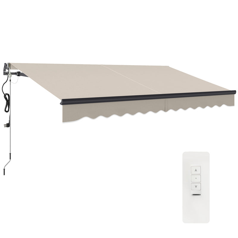 Beige 3.5 x 3m Electric Manual Awning with Remote Control by Outsunny