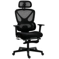 Ergonomic Office Chair with Adjustable Support and Reclining Leg Rest for Home Working Black