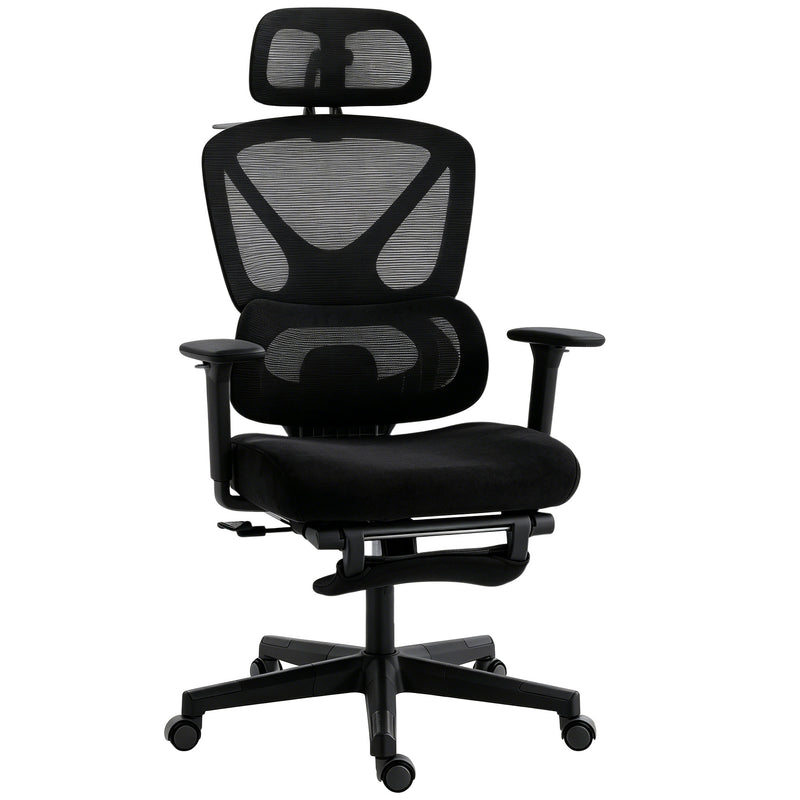 Ergonomic Office Chair with Adjustable Support and Reclining Leg Rest for Home Working Black