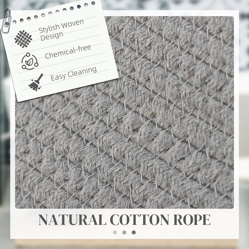 88L Cotton Rope Laundry Basket With Sturdy Handles For Clothes Storage, Grey