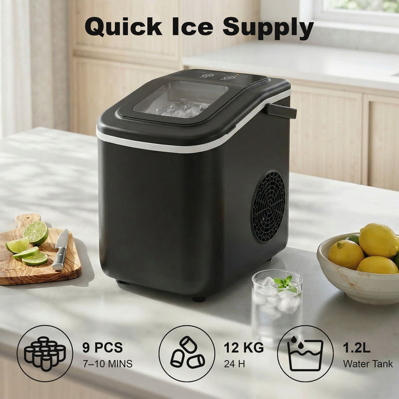 Ice Maker Machine for Fast Fresh Ice at Home Garden or Caravan Black Homcom