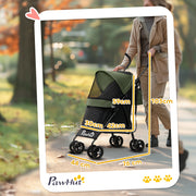 Dark Green Lightweight Dog Stroller with Umbrella Canopy Storage Bag and Cup Holder by PawHut AOSOM