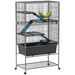 5 Level Rolling Small Animal Cage with Non Slip Ramps and Deep Tray Dark Grey by PawHut