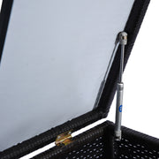 Dark Brown Rattan Garden Storage Box 284L With Gas Lift Lid For Tools And Accessories