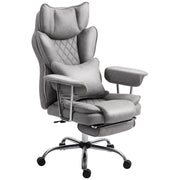 Grey Reclining Office Chair With Lumbar Support Pillow For Comfortable Home Working