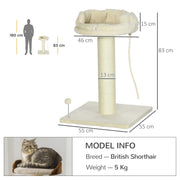Cat Tree Tower with Sisal Scratching Post and Rest Platforms for Indoor Cats Cream