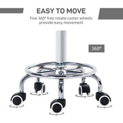 Height Adjustable Rolling Stool with PU Leather Seat and Wheels for Salon or Spa Use Grey