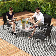 4 Piece Rattan Patio Furniture Set with Cushions Black by Outsunny