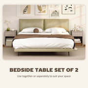 Bedside Tables Set of 2 with Drawer and Shelf for Organised Bedroom Storage Grey AOSOM