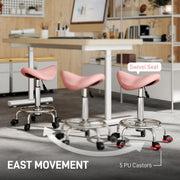 Ergonomic Saddle Stool for Home Office or Salon with Adjustable Height Pink AOSOM