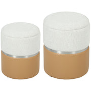 Ottoman Storage Set of 2 with Hidden Compartments for Extra Seating and Space Saving Brown Cream AOSOM