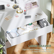 Dressing Table with Mirror and Hidden Storage for Bedroom Organisation, White
