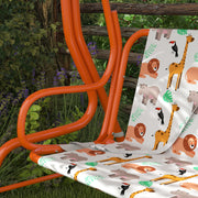 2 Seater Kids Garden Swing Bench With Adjustable Canopy And Safety Belts, Orange Aiyaplay