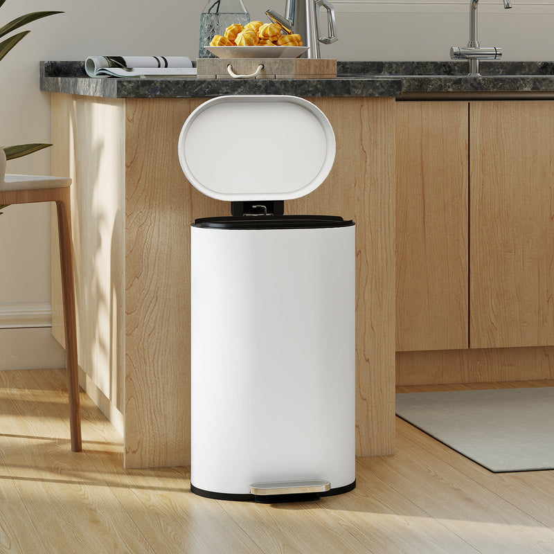 Cream 30L Curved Kitchen Bin with Soft Close Lid Ideal for Modern Homes