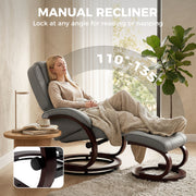 Recliner Chair and Footstool for Full Body Relaxation with Swivel Base Grey Homcom