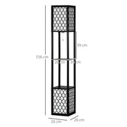 Modern Floor Lamp with Two Shelves for Storage and Display Ideal for Living Room, Black