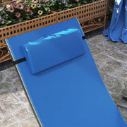 Set of 2 Blue Folding Sun Loungers with Adjustable Recline and Pillows by Outsunny