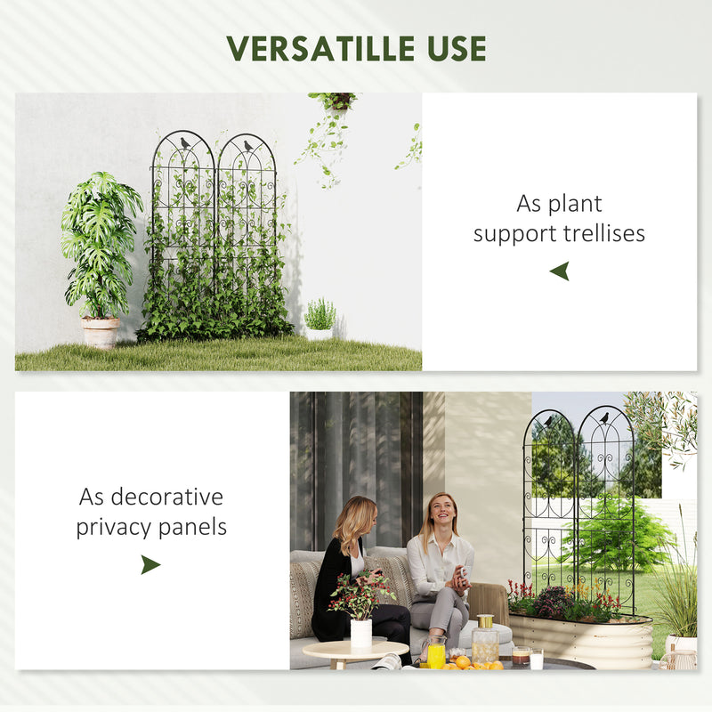 Set of 2 Metal Garden Trellis Panels for Climbing Plants and Flowers 150 x 50cm by Outsunny