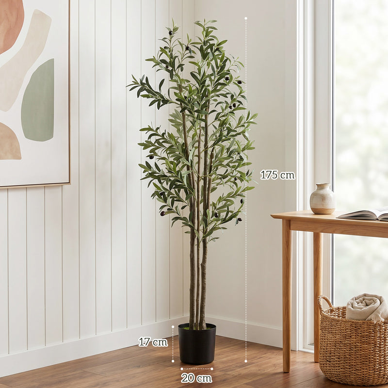 Artificial Olive Tree for Living Room with Stable Base and Zero Maintenance Green Black