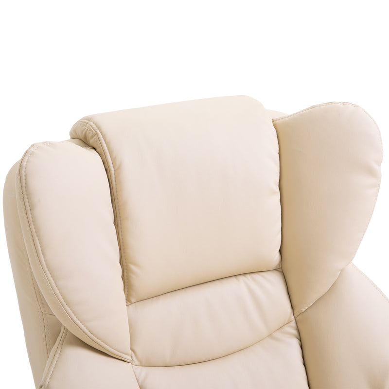 Recliner Chair and Footstool Set with Swivel Base and Adjustable Backrest for Lounge Cream