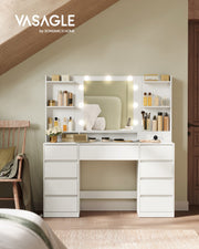 Cloud White dressing table styled in a bedroom under a sloped ceiling
