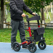 Rollator Walker with Seat and Storage for Comfortable Breaks Indoors or Outdoors Red AOSOM