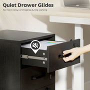 Black 3 Drawer Wood Effect Filing Cabinet With Smooth Rollers For Home Office Use