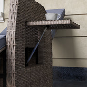 Rattan Reclining Garden Armchair with Footrest Ideal for Outdoor Relaxing Brown Grey AOSOM