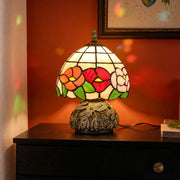 Compact Bedside Table Lamp with Stained Glass Shade for Soft Bedroom Lighting Bronze Multicoloured Homcom