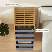 Slim Chest of Drawers for Small Bedrooms with Five Fabric Storage Drawers Natural AOSOM