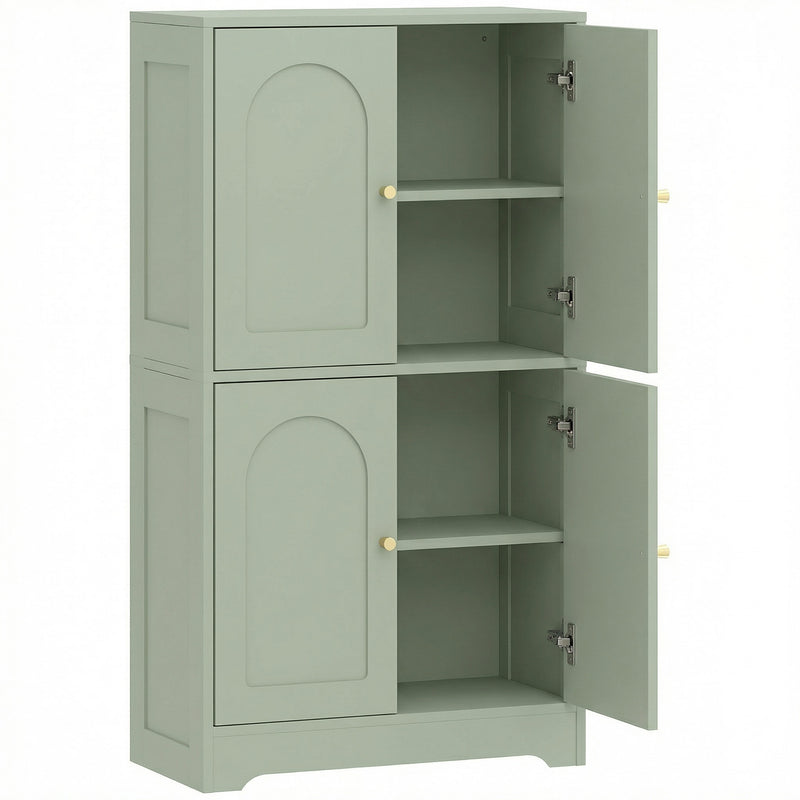 Pantry Storage Cabinet with Adjustable Shelves for Kitchen or Hallway Organisation Green AOSOM