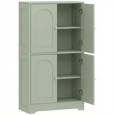 Pantry Storage Cabinet with Adjustable Shelves for Kitchen or Hallway Organisation Green AOSOM